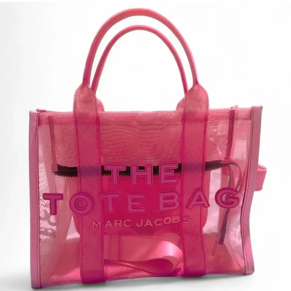 Marc Jacobs Mesh Barbie Pink Transparent The Tote Bag Kawaii Cutegoth Dopamine - Picture 3 of 4